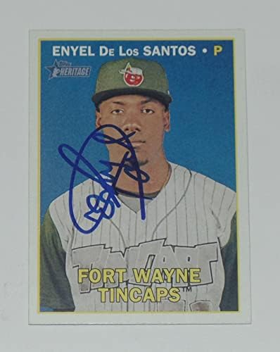 Enyel de Los Santos חתום על Auto'd Topps Heritage Minors Card 60 פיליז - כרטיסי חתימה של בייסבול בלוח