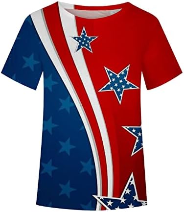 חולצת דגל אמריקאית נשים 4 ביולי חולצת טריקו פטריוטית פסים כוכבים טיס ארהב דגל גרפי גברת גברת שרוול קצר