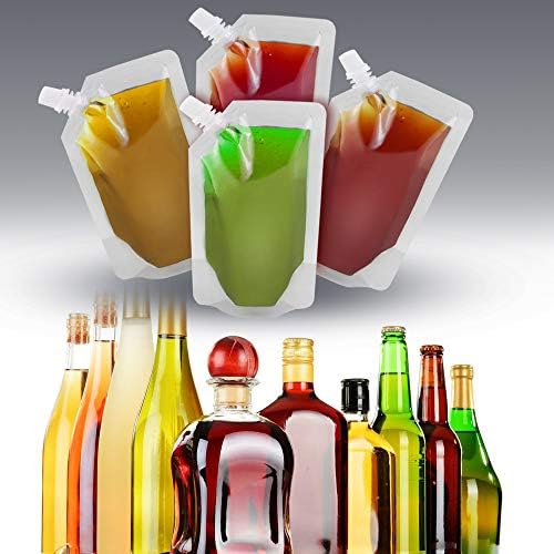 15 יחידות פלסטיק לשימוש חוזר והסתרה שתיית נוזל משקאות בקבוק שקיות בתפזורת, נסיעות משקאות שקיות נוזל בקבוק