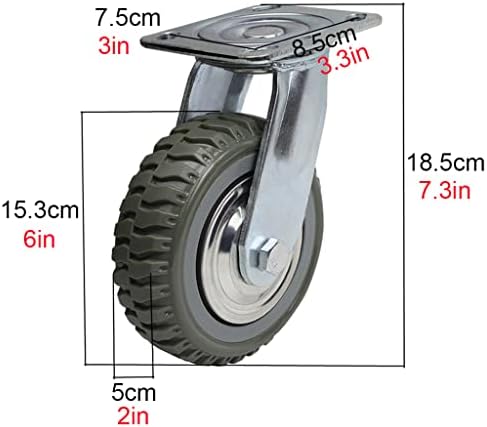 Wangxuej כבד 6 אינץ 'גלגל גלגלים גומי, גלגלים תעשייתיים 4 יחידות, צמיג חיצוני עגלה שטוחה עגלת עבודה עגלת
