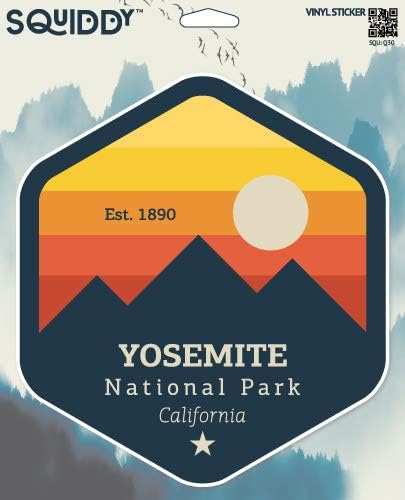 הפארק הלאומי Squiddy Yosemite קליפורניה - מדבקות מדבקה ויניל לטלפון, מחשב נייד, בקבוק מים
