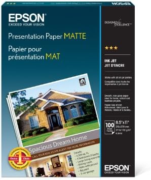 Epson S041062 נייר מצגת מט, 27 קג, מט, 8-1/2 x 11, לבן