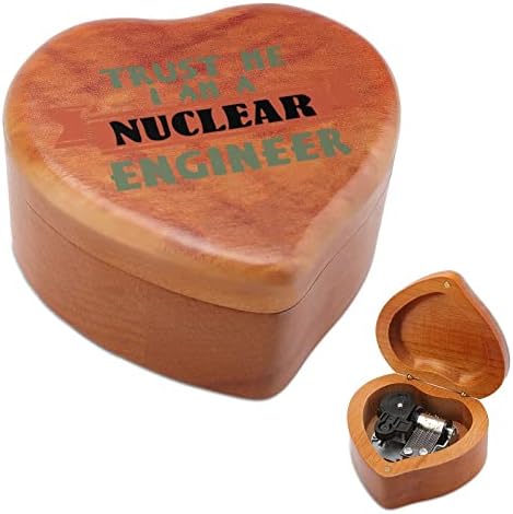 תאמין לי שאני מהנדס גרעיני קופסא מוזיקה מעץ קופסת מעץ צורה בלב צורת קופסאות מוזיקליות מודפסות ליום
