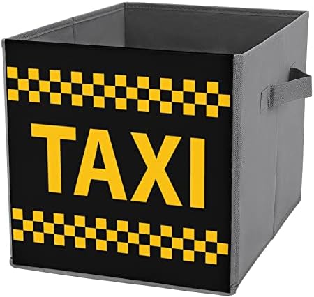 לוגו מונית קוביות אחסון בדים מתקפלות קופסאות אחסון 11 אינץ 'פחי אחסון מתקפלים עם ידיות