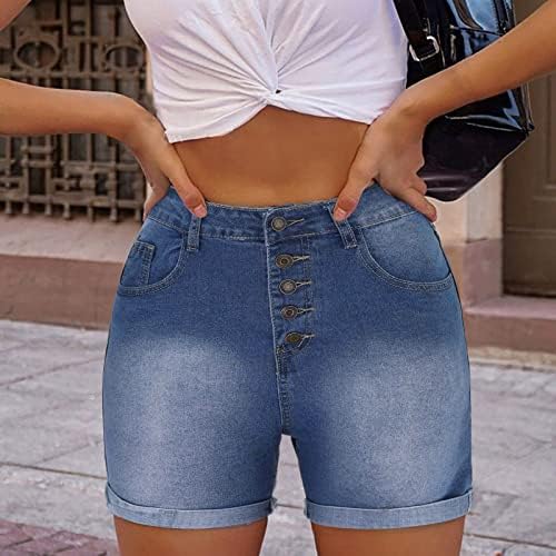 מכנסיים קצרים של נשים ג'ינס קיץ מזדמן מותניים גבוהות מכנסיים קצרים במצוקה חופשה במצוקה חוף מכנסיים