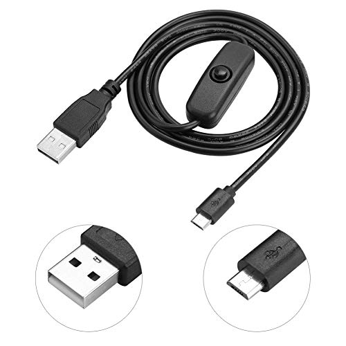 כבל חשמל עבור Raspberry Pi Micro USB כבל טעינה חשמל עם מתג הפעלה/כיבוי עבור Raspberry Pi 3/2/B/B+/A.