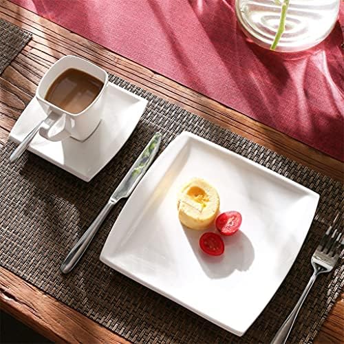 Czdyuf 18 חלקים חרסינה לבנה קרמיקה קפה משתיקה ערכות עם כוסות קפה, צלוחיות ושירות צלחות קינוחים במשך 6