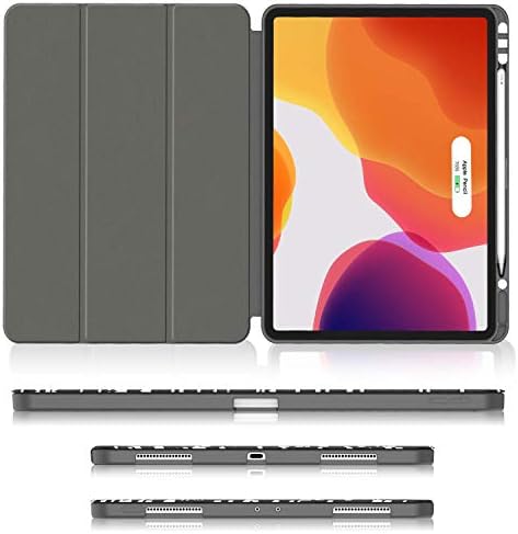 Soke iPad Pro 12.9 מקרה 2020 ו- 2018 עם מחזיק עיפרון TPU רך עטיפה אחורית חבילה שחורה עם ספר שחור