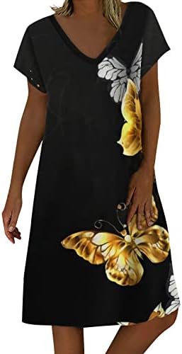 שמלות שרוול קצר איאסו לנשים 2023 הדפס אתני עם צווארון אמצע שמלת קיץ חוף מזדמן רופף נוחות שמלת קיץ