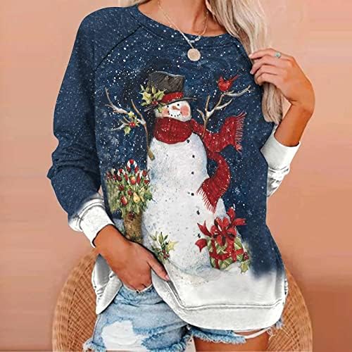 נשים סווטשירטים צווארון אופנה 2023 סוודר חג המולד לשרוול ארוך לשנה ארוכה מדליקים את חולצות החולצה