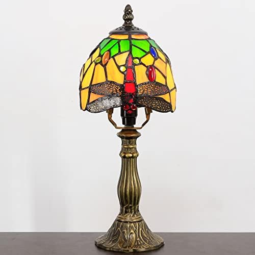 מנורה קטנה של שפירית שפירית סגנון שפירית ירוקה ויטראז ', מנורת שולחן זכוכית ירוקה, מנורת מבטא מיני