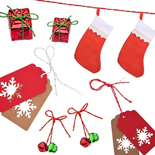 3 לחמניות חג המולד חוט אדום ירוק לבן כותנה מחרוזת עבור גלישת מתנה, עץ חג המולד זר, מלאכת יד, 984 רגליים