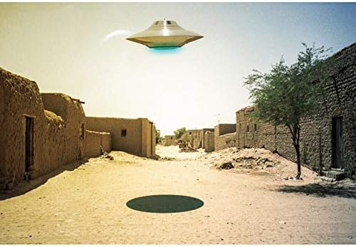 Dorcev 8x6ft UFO תפאורה חללית מעופפת מערבית טאון חייזרת מסיבת נושא צילום רקע עבם פלישה אדמה מדע בדיוני