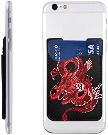 מחזיק כרטיסי אשראי דרקון אדום יפני בגב טלפון טלפון חמוד מחזיק כרטיסי ארנק כיס 3M מדבקת דבק