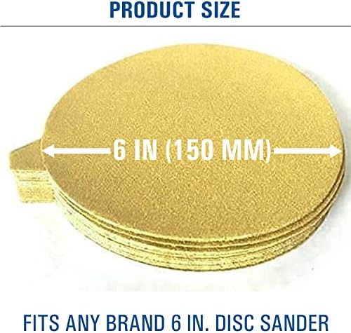 Starcke Premium 6 אינץ 'דיסקי מלטש זהב PSA - תחמוצת אלומיניום דבק עצמי גב - לעץ, צבע, מתכת ופלסטיק