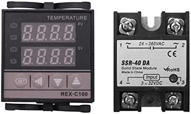 ערכת בקר טמפרטורה דיגיטלית של Wanjorlay תצוגה דיגיטלית כפולה C100 תרמוסטט + 40DA ממסר + K חיישן בדיקה סוג