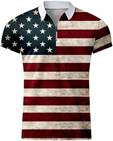 Ruiruilico Mens American Flag חולצות פולו פטריוטיות פטריוטיות חולצות טי טי קיץ שרוולים קצרים רופפים