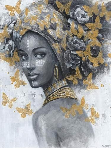 ציור יהלום אפריקני אמריקני למבוגרים לפי מספר, ציור יהלום ביהלום 5D אמנות שחורה אפריקאית עם סרט