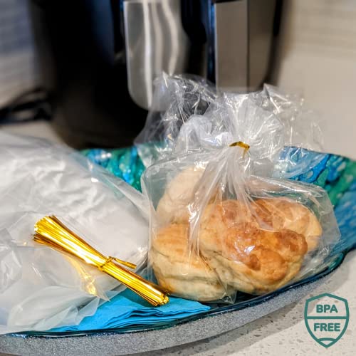 לשימוש חוזר פלסטיק לחם שקיות עבור תוצרת בית לחם-100 חבילה ברור לחם תיק עם קשרי עבור אטום לחות-משלוח שימור ואחסון-לחם