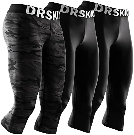 Drskin 4, 3 או 1 חבילה לגברים 3/4 מכנסי דחיסה גרביונים חותלות קצרות ספורט ספורט אתלטי שכבתי ריצה אימון פעיל