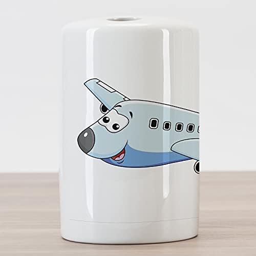 מחזיק מברשת שיניים קרמיקה מצוירת, אופי מטוס מסחרי מחייך להדפסה מהנה של דרך אוויר, דקורטיבי רב