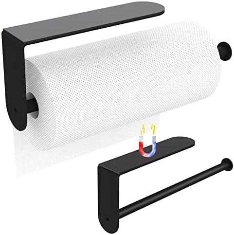מגנטי נייר מגבת מחזיק - רב תכליתי מגבת ברים עם גיבוי מגנטי - מקלות לכל ברזליות משטח-שחור נייר