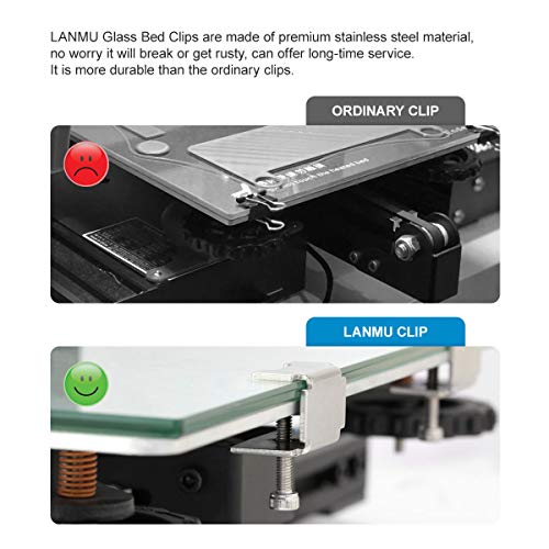 קטעי מיטת זכוכית Lanmu תואמים את אנדר 3/3 Pro/3 V2/3s, אנדר 5/פלוס, CR-10/10S Pro, CR-20 Pro,