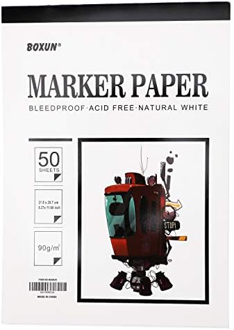 Boxun Premium 50 Sheets Skice Skice נייר נייר, נייר ציור אמן אמן מדמם, 8.27 x 11.69 אינץ '