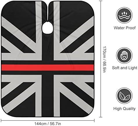 קו אדום דק שחור בריטניה דגל בריטי דגל ברבר קייפ מקצועי חיתוך שיער חיתוך מספרה מספרה שכמייה אביזרים