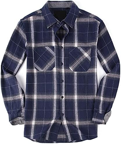 Esabel.cens Mens Flannel חולצת שרוול ארוך רגיל, כפתור מזדמן למטה חולצת פלנל משובצת לגברים