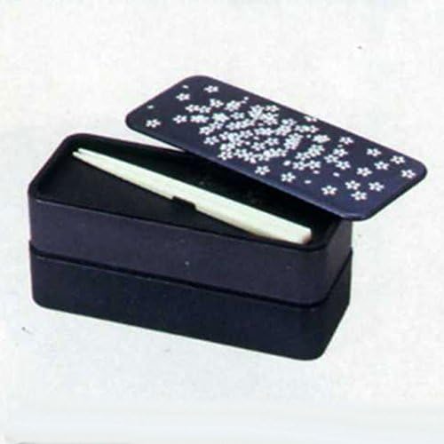קופסת בנטו: Hatsuzakura Y14664-6 קופסת ארוחת צהריים מרובעת במיקרוגל עם מקלות אכילה, שחור