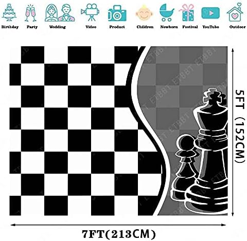 7 * 5 רגל שחמט נושא רקע שחור ולבן משובץ צילום רקע מודרני פשוט מסיבת יום הולדת דקור טפט באנר תמונה סטודיו