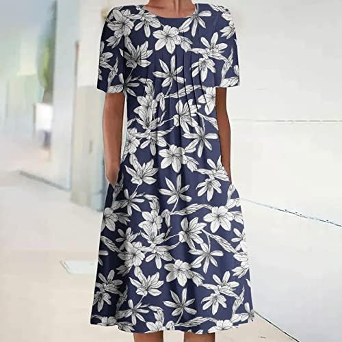 שמלת הדפס פרחונית לנשים 2023 שמלות חוף בוהמי של שרוול קצר בוהמי