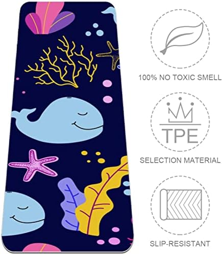 חמוד קריקטורה לווייתן ים אלמוגים וצמחים ידידותי לסביבה יוגה מחצלת, 6 מ מ עיצוב הדפסת החלקה תרגיל