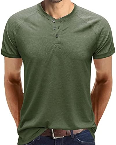 רגיל חולצות גברים גברים מקרית מוצק צבע למעלה חולצה עגול צוואר חולצה מוצק קרוע שרוול כפתור חולצות אופנה