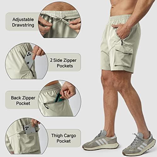מכנסי מטען לטיולי גברים של NoMolen מכנסיים קצרים קלים משקל קל יבש מהיר עם כיס רב לאימון קמפינג