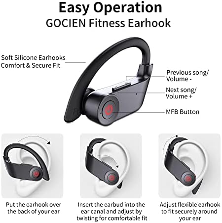 אוזניות אלחוטיות ספורטיביות Bluetooth 5.1 אוזניות ביטול רעש אוזניים, ניצני אוזניים אלחוטיות של 50