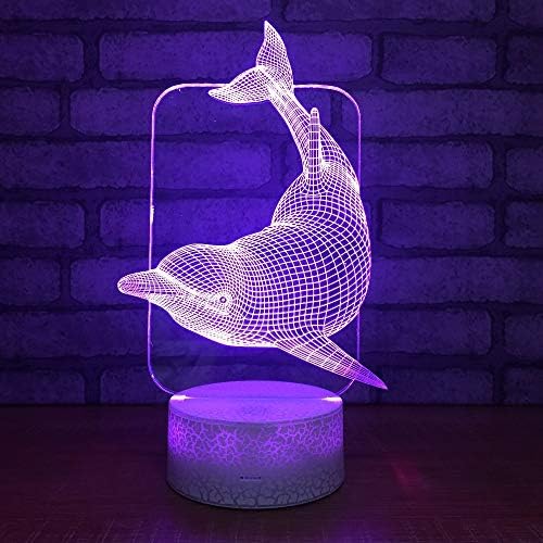 ג ' ינוול 3 דגים דולפין לילה אור מנורת אשליה 7 צבע שינוי מגע מתג שולחן שולחן קישוט מנורות הוביל