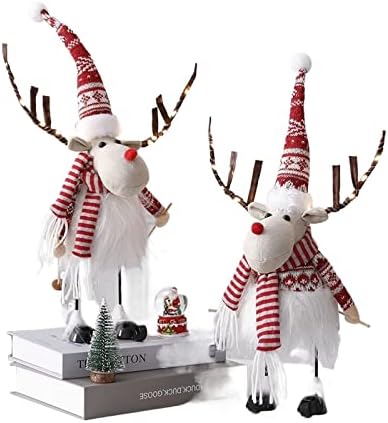 קישוטים לחג המולד של חג המולד קישוט איילים בובה קטיפה בעבודת יד עם רגליים אביביות נשלפות קישוט עץ חג