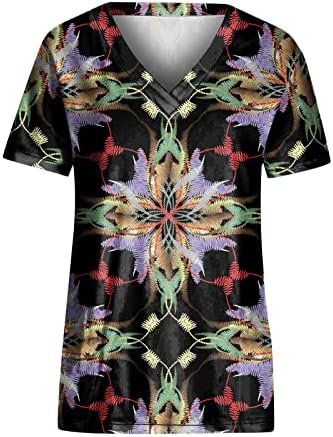 חולצות Zefotim Hawaiian לנשים 2023 שרוול קצר V צוואר פרחוני חוף פרחוני בוהו אופנה חולצות מזדמנים
