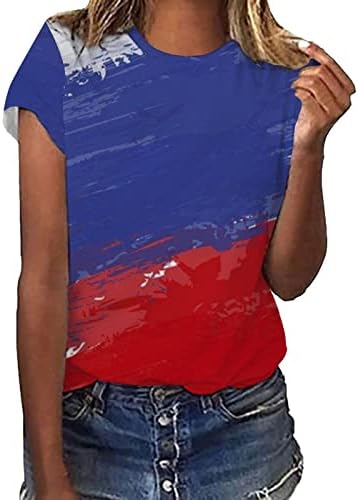 יבש טיפש לנשים נשים דגל אמריקה מזדמן הדפס דגל צוואר שרוול קצר חולצה חולצה חולצה חולצה חולצות אתלטיות