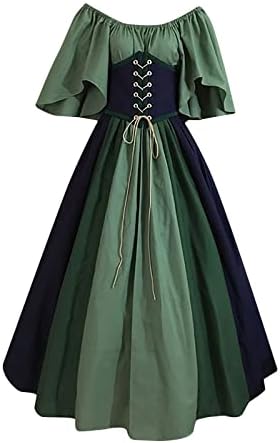 תלבושות ליל כל הקדושים לנשים, שמלות מחוך של רג'נסי מהכתף רנסנס שמלת ימי הביניים שמלת וינטג '