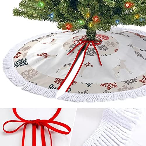 חצאית עץ חג המולד עם ציצית, צללית כלב חג המולד מחצלת עץ עץ חג המולד, חצאית עץ שלג בגודל 30 אינץ