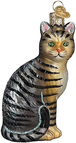 העולם הישן חג המולד קישוטי טאבי חתול זכוכית מנופחת קישוטי חג המולד עץ