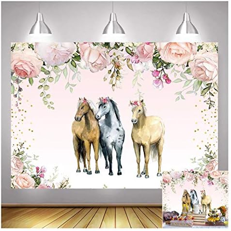 ורוד פרח כפרי מערב קאובוי בוקרת סוס נושא צילום רקע 5 על 3 רגל ילדי ילד או נסיכת ילדה יום הולדת תמונה רקע תינוק