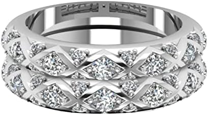 ערכות כלות 925 סילבות טבעת חתונה של נשים מכסף לב לבן זירקוניה CZ טבעת אירוסין 2 יחידות חתונה