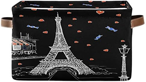 פריז אייפל מגדל אחסון סל קוביית צעצוע אחסון סל בגדי סל מתקפל עם ידיות בד אחסון סל עבור מדף משתלת בית