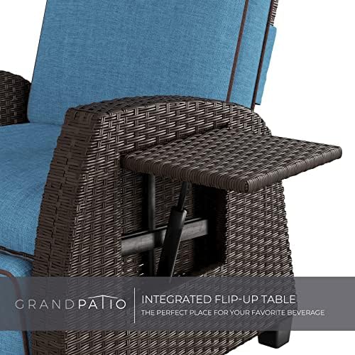 גרנד פטיו מקורה וחיצוני מור כורסה פיי נצרים עם שולחן דחיפה דחיפה לאחור כיסא טרקלין, טווס כחול