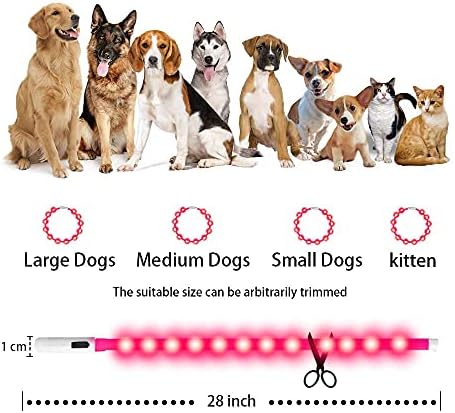 LAROO LED צווארון כלבים מואר, סיליקון ניתנים לחתוך USB נטען צווארון אור זוהר לכל הכלבים, עמיד