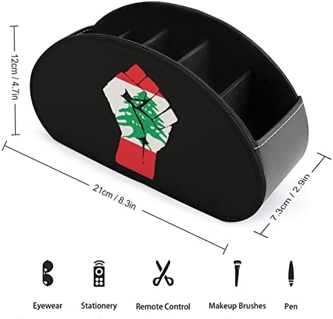 אגרוף מוגבה לבנון דגל עור מחזיק שליטה רחוקה מצחיק מארגן שולחן עבודה קופיות מצחיקות עם 5 תאים למשרד Blu-ray TV